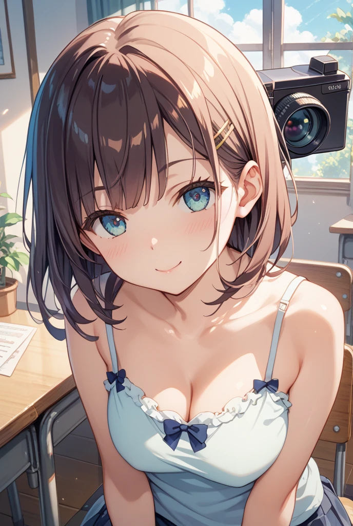 very cute and beautiful girl,(Very detailed美しい顔), (smile),blush,Black Hair,Seraphim,((White Shirt、underwear、Shirt open pose、Cleavage)),Are standing,(From below),((Lace panties)), ((locker room、Steel Locker)), (Highest quality,masterpiece:1.0),Absurd,High resolution,Super detailed,Very detailed,32k,8K resolution, Intricate details,Movie Scenes,Detailed Background,alone,Dynamic Angle,
