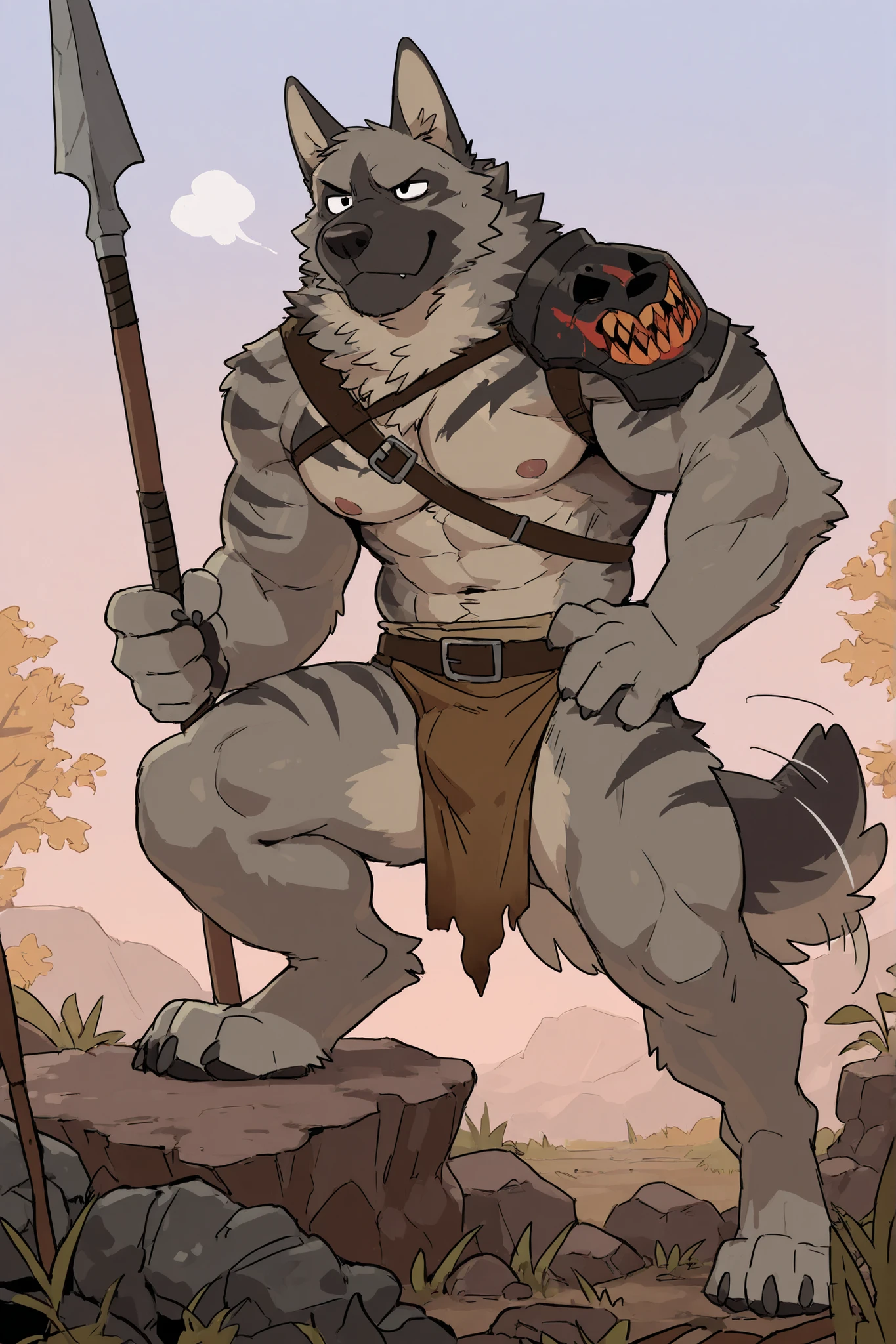 close up, furry, anthro, giant werewolf,wolf ears,wolf tail, dark grey and white fur, messy fur, neck floof, yellow glowing eyes, razor sharp teeth, muscular body, handsome, monstrous, tall, standing in a house, holding leash conected to dog collar, daytime, alone, wearing a red dog collar with dog leash, naked, giant veiny erect cock, body covered in scars, pawpads, black pawpads, best quality, 4K, UHD, masterpiece,