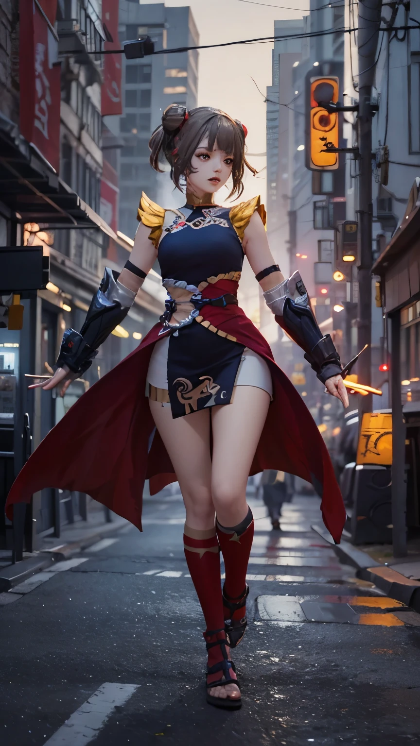 A powerful character , walking confidently towards the camera in a neon-lit cyberpunk city street, followed by masked soldiers with glowing red eyes, cinematic movement, dramatic lighting, camera slowly tracking forward, flowing hair moving with the wind, ultra-detailed, anime style, high energy atmosphere
