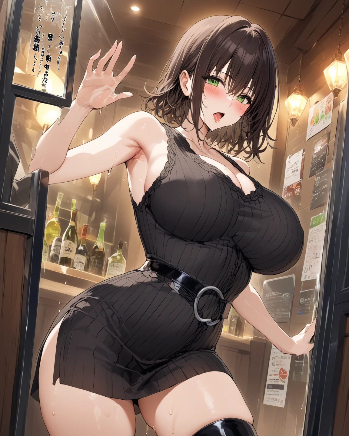 girl, Short brown hair, Beautiful brown eyes, Big Breasts,🤎🟤