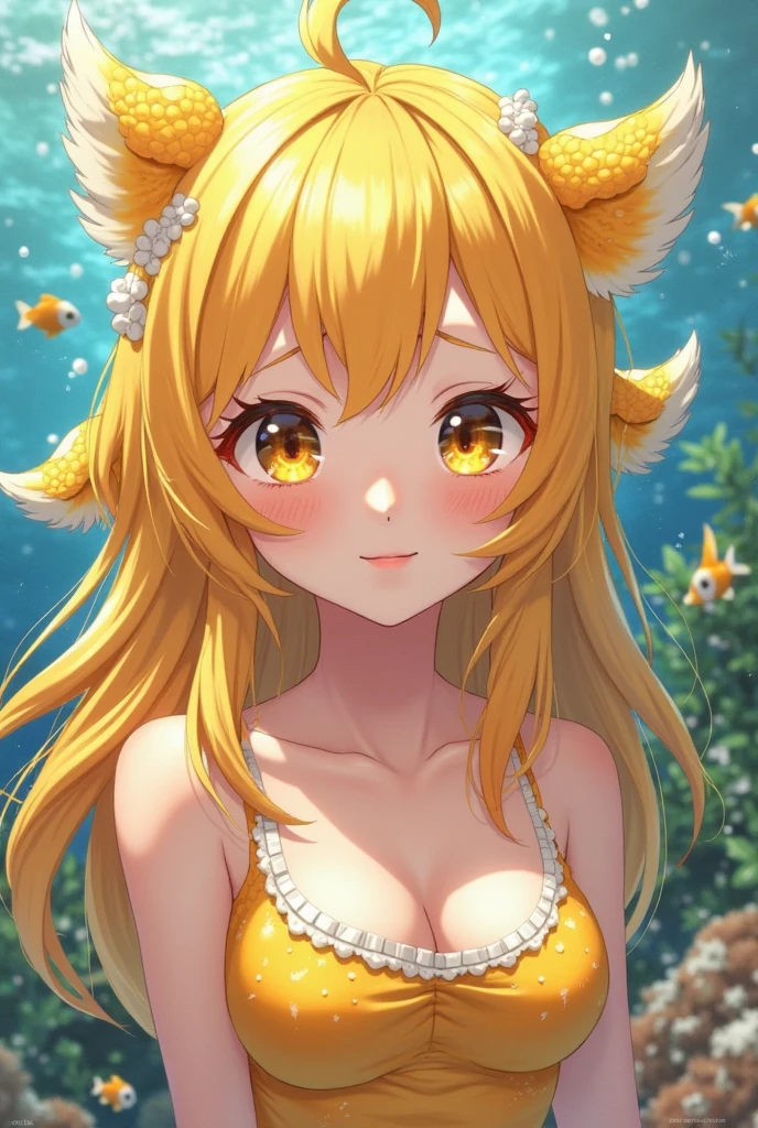 masterpiece, realistic, art by artgerm and greg rutkowski, 1girl, solo, anime, mature female, big breast, white hair, long hair, straight hair, (gold eyes, very detailed eyes, beautiful eyes), (fox girl, long fox ears, fox tail), naked, bathing, hand covers breast, partially submerged in water, lake, looking back, dark sky, night, starry sky