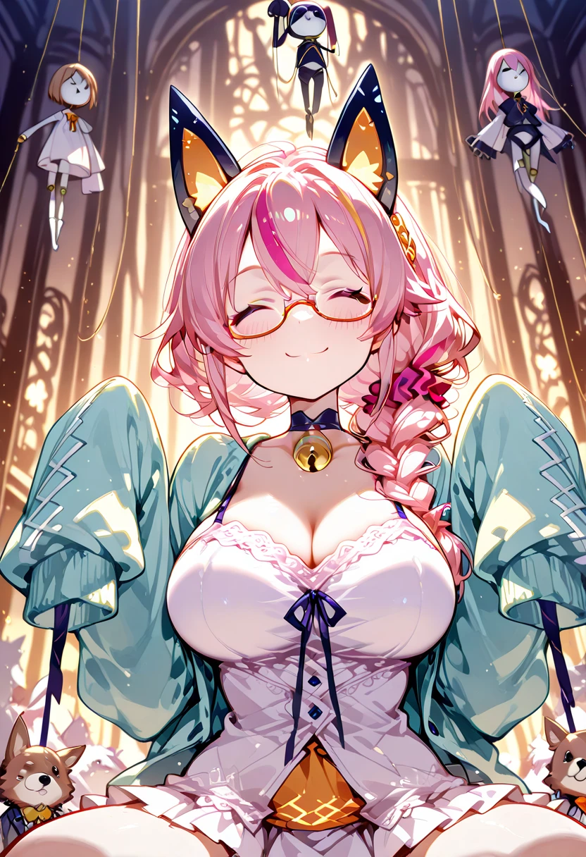 Glasses, pink eyes, eyes
