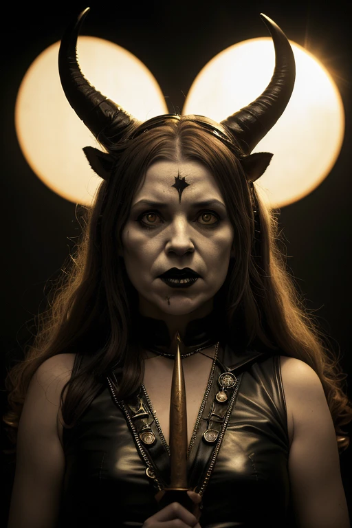 "(The best lighting, contraste, dramatic),(alemana rubia junto a un baphomet gigante y deforme, behemoth, feto, autopsia, huesos humanos, sangre por las paredes). Luz Caravaggio"