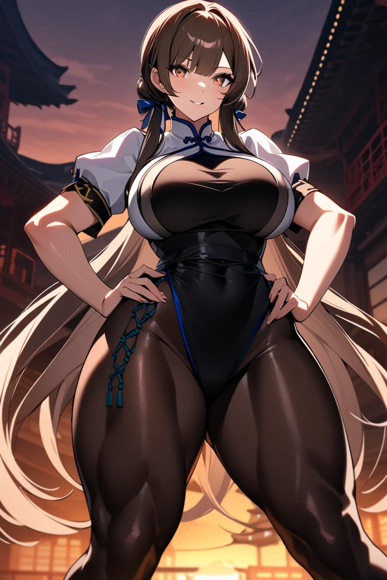 score_9, score_8_up, score_7_up, score_6_up, uncensored, TsunadeSDXL, blonde hair, low twintail, long hair, brown eyes, parted bangs, bindi dot, lips, naughty face, shiny skin, sweating, BREAK (masterpiece:1.2), best quality, high resolution, unity 8k wallpaper, (illustration:0.8), (detailed eyes:1.3), perfect lighting, extremely detailed CG, (perfect hands, perfect anatomy), 1girl, breasts, huge_breasts, thighs, thick_thighs, looking_at_viewer, pubic_hair, necklace, jewelry, leotard, wide_hips, standing