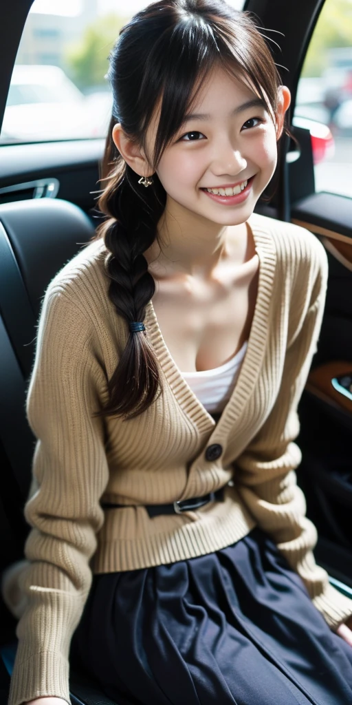 highest quality, masterpiece, ultra high resolution, (realistic:1.4), thinウエスト,thin脚,because I'thin,Medium chest,soft chest,(close portrait) RAW photo, 1 girl,20-year-old,((Room wear,Sweatshirt up and down,Comfortable clothes,rough look)),messy hair,((long hair messy hair)),realistic,picture media chest)),((toothy smile)),((big smile))