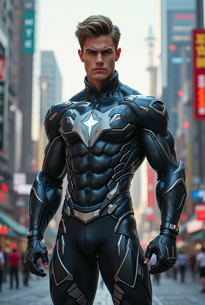 tall bionic man, corpo atletico, primeiro o rei, pelos corporais, cabelo curto loiro, barba desenhada, cueca branca, LARGE BULGE IN THE UNDERWEAR, flexed biceps, robotic artificial leg prosthesis, Homem com pernas amputadas,Robotic legs, big buttock, ambiente de quarto, high definition, Alta qualidade e realista, foto de corpo inteiro ( quero ver todo o corpo)