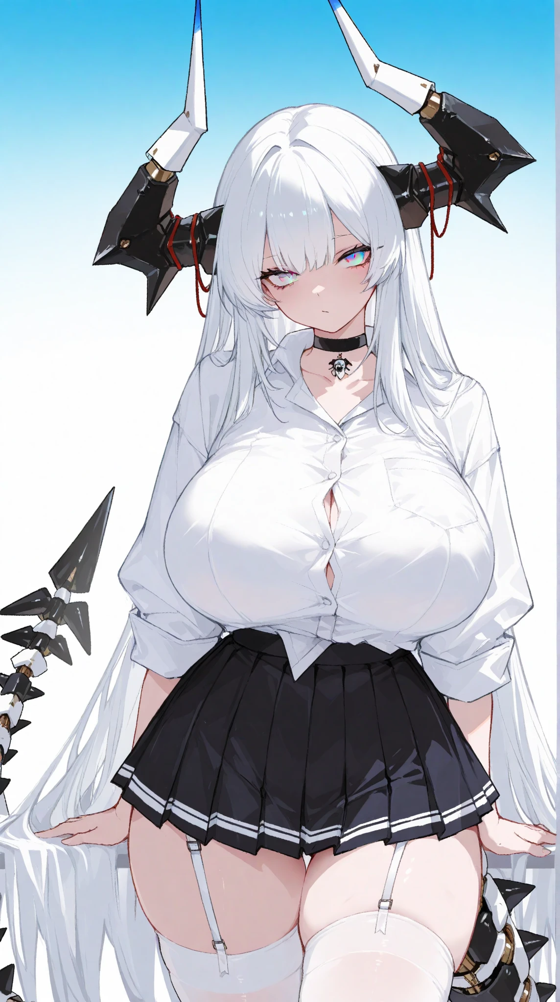 Thick thighs, thigh highs, short skirt, miniskirt, tight skirt, pale skin, absolute territory, corset, slim waist