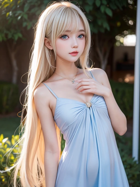 1 girl, smile, (((Small breasts))), (((Bokeh))),Written boundary depth, Cute face, Looking at the audience, masterpiece, Model shooting style, Cleavage, Full body portrait, Sexy pose, ((8k, RAW Photos, highest quality, masterpiece), Professional photography with high-resolution RAW color photography, (Realistic, Photorealism:1. 37), (highest quality), (Best Shadow), (Best illustrations), Ultra-high resolution, High-definition CG integrated 8K wallpaper, Physically Based Rendering, Cinema Lighting),Goblins,Fairy、Fairy、girl 、girl、、Light Green Dress、blonde、Long Hair、White、Small breasts、Small breasts、、thin、thin