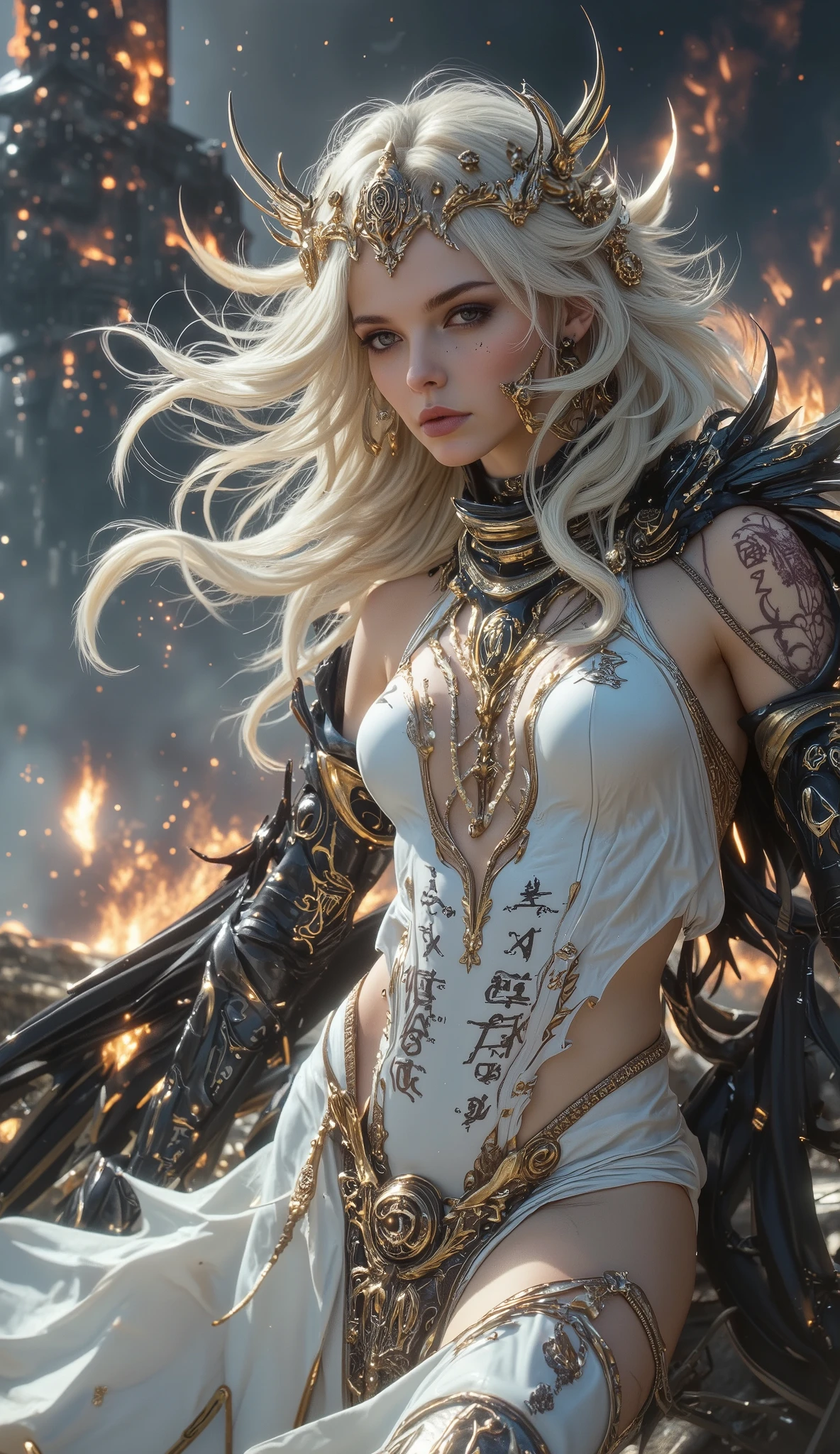 Best quality, masterpiece, ultra high res, (photorealistic:1.4), 1girl, offshoulder, deep shadow, shiny skin,, masterpiece, (photorealistic:1.4), best quality, backlighting,pale skin, detailed shiny skin, looking at viewer, close mouth, very long hair, depth of field, "Timeless beauty" + "Intriguing eyes" + "Full lips" + "Incredible bust" + "elegant style" + "mysterious aura" + "subtle jemelry" + very long nails, witch, green clothes, aura, making magic