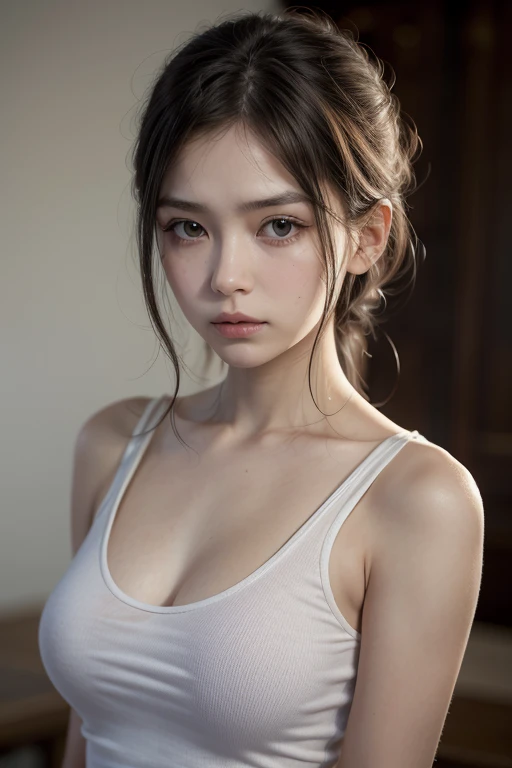 8k, highest quality, masterpiece, Ultra-high resolution, (realism: 1.4), Original photo, (Realistic skin texture: 1.3), (Film Grain: 1.3), (selfie angle), 1 girl, Beautiful eyes and facial details, masterpiece, highest quality, close, Upper Body, Looking at the audience