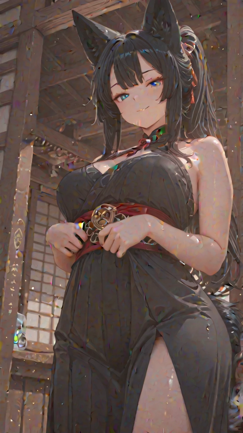 Nino　nanaco、short hair, Twin tails、 blue eyes, hair ornaments, Hair Ribbon, blunt , Both sides up, butterfly hair ornaments, skirt, No sleeve、Random color see-through kunoichi costume、Japanese see-through female samurai costume、See-through female ninja costume,, Open clothes, Collared dress emphasizes cleavage、胸の谷間のSweat is noticeable、Professional lighting light reflection、 looking at viewer, (masterpiece:1.2), Highest quality, High resolution, unity 8k wallpaper, (figure:0.8), (Beautiful fine details:1.6), Highly detailed face, Perfect lighting, Highly detailed CG, (Perfect hands, Perfect Anatomy),heavy rain、heavy rainで全身びしょ濡れ、heavy rainで全身びしょ濡れの服、High heels、 ((Perfect handsの形))、(Perfect foot shape、Embarrassed expression、blush、Gestures to seduce a man、Shining Sweat、Perfect Skin,Sweat is noticeable、太もものSweat is noticeable、 Fair skin,Tight waist, Sweating profusely、Sweaty hair、Sweaty clothes、Sweaty、Visible sweat、rain-wet hair、A vast Western church with stained glass windows
