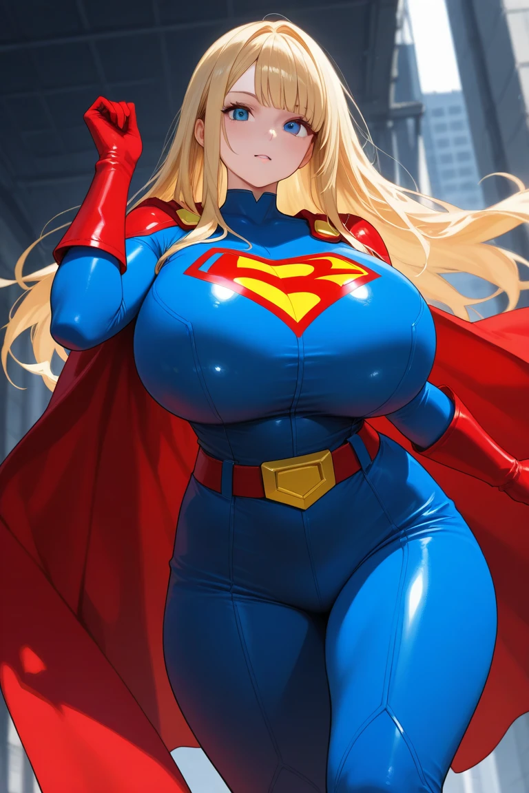 nsfw: 1.5, masterpiece, best quality, high quality, high definition, high quality textures, high quality shadows, high definition, beautiful detail, highly detailed CG, detailed textures, realistic representation of faces, realistic, colorful, delicate , cinematic lights, side lights, lens flares, ray tracing, sharp focus, supergirl, ((best quality, masterpiece, absurd, 8k)), 1 girl, solo, 21 years old,Supergirl(Helen Slater), huge breasts, huge breasts, long hair down to her hips, long hair,low hair, voluminous hair, white skin tone, green eyes, sparkling expressive eyes, gigantic breasts, she is supergirl, Supergirl , japanese sailor female Supergirl, costume female school,stocking 7/8 ,superman suit, seductive smile, building terrace, daytime, pretty, young woman, hands behind) (1girl, __focus__:1.3), (intricate details, makeup , PureErosFace_V1:0.5), (delicate beautiful face with details, Delicate eyes beautiful in details, perfect face proportions, dense skin, ideal proportion of four fingers and one thumb, arms under the chest, huge breasts, bodysuit,wide hips, flat upper abdomen , thin, dressed, blonde: 1.3), bed, no hands, perfect eyes, detailed eyes, show midriff, sexy, gigantic breasts, cowboy shot