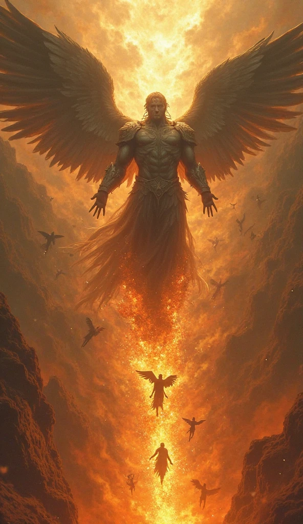 Artistic ultradeep focus photography,Ultimate solid masterpiece synthesized from multiple masterpieces of absolute different styles and themes with Auto-expression,Free self-expression,Lucifer the fallen angel surrounded by burning corpses,open palm hand gesture,photo by Gustave Dore and Alexandre Cabane,inspired by fine art,<lora:add-detail-xl:1>,<lora:xl_more_art-full_v1:1>,