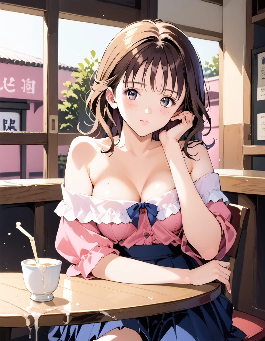 (masterpiece:1.2, top-quality), (realistic, photorealistic:1.4), beautiful illustration, perfect lighting, natural lighting, colorful, depth of fields, detailed cloth texture,
beautiful detailed hair, beautiful detailed face, beautiful detailed eyes, beautiful clavicle, beautiful body, beautiful chest, beautiful thigh, beautiful legs, beautiful fingers, shiny skin,
looking at viewer, (face focus, upper body), 1 girl, junior high school girl, 12 years old, (perfect anatomy, anatomically correct, super detailed skin), cute and symmetrical face, babyface, perfect face, perfect eyes, ,
(short hair:1.7, lob hair, sideburns:1.4, light brown hair), crossed bangs, emerald green eyes, big eyes, long eye lasher, (medium breasts, seductive thighs), slender, skin dendation,
(miniskirt maid), ,
(beautiful scenery), summer, evening, (dining room:1.2), standing, leaning forward, ((brother complex)), (seductive smile, upper eyes, parted lips),