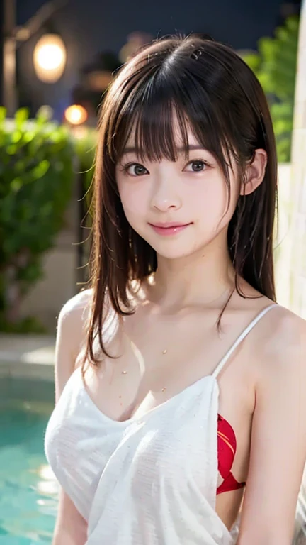 A cute 20-year-old female employee with a ponytail and big breasts at an IT company is confessing her love while wearing revealing clothing and exposing her armpits.