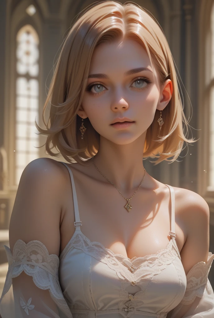 a beautiful mom with white short pixie hair wearing a baggy long sweater and no pants, extremely detailed face and eyes, beautiful detailed lips, long eyelashes, (best quality,4k,8k,highres,masterpiece:1.2),ultra-detailed,(realistic,photorealistic,photo-realistic:1.37), portrait, cinematic lighting, dramatic chiaroscuro, warm color tones, dynamic pose