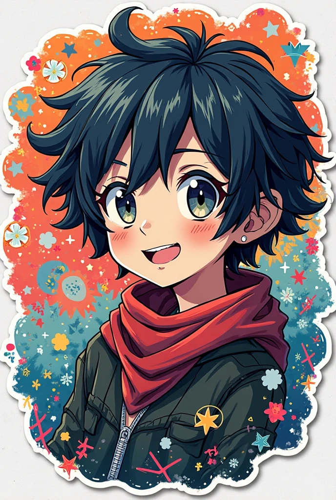 Make a sticker for anime lovers, which will be printed on black colored metal tshirt 