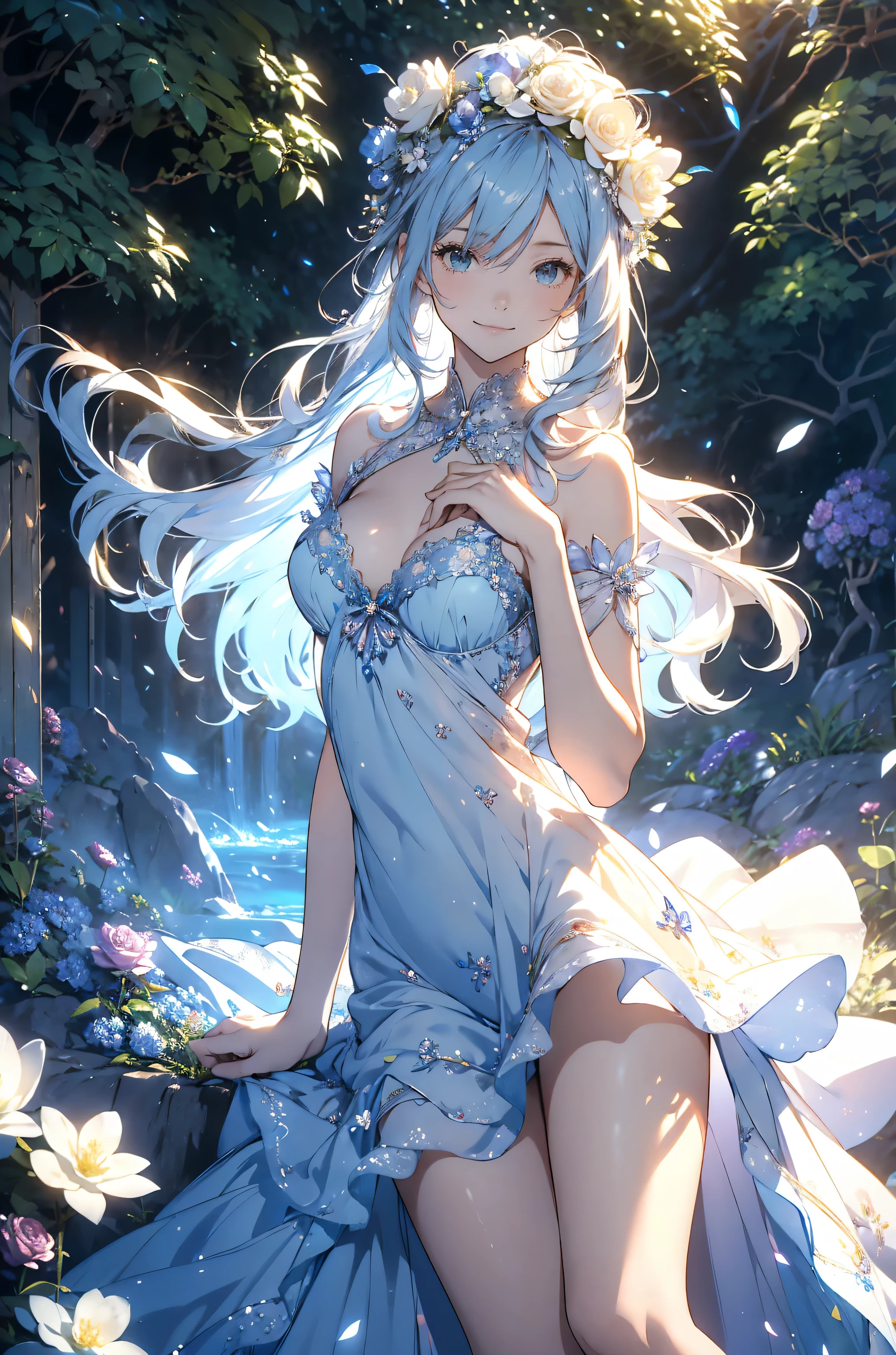 best quality !mystical 、( Bold Composition ) 1girl cute smile!smile! gentle gaze , beautiful 、Beautiful skin with a chest circumference of 130 、sexy、 Beautiful chest skin !BEAUTIFUL THIGS、beautiful legs ‼️ slender model figure、 music Healing simple lawn composition fantasy world、western fantasy style flower、 beautiful 海 Green grass Beautiful Rose Hedge flower pot Many kinds of flowers Mr..々flower 、
Keep it simple beautiful brilliance 、long silver blue hair、The strongest beautiful decorative flower sexy white dress、 calm atmosphere 、 petals、 open 、 Beautiful young body 、 big 胸 、beautiful skin, 、beautiful brilliance, high definition depiction , Realistic Fantasy Romanticism ,, ultimate beauty moving!high resolution,