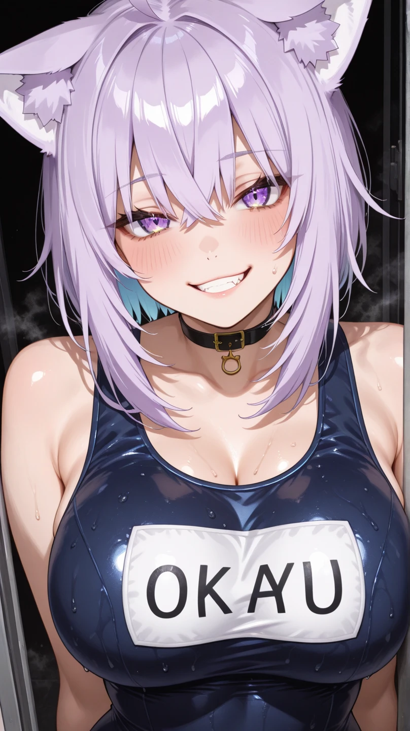 masterpiece, best quality, looking at viewer, upper body, portrait, looking at viewer, seductive smile, put your hands behind your head, armpits, armpits visible, sweaty armpits,mythia batford, large breasts, long purple hair, red eyes,wearing black crotop, turtleneck, sleeveless, cleavage, beach backround