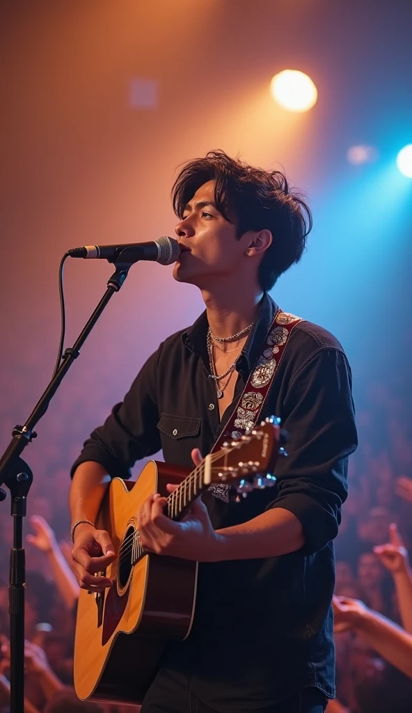Photo of Nilo Rick singing on stage 
