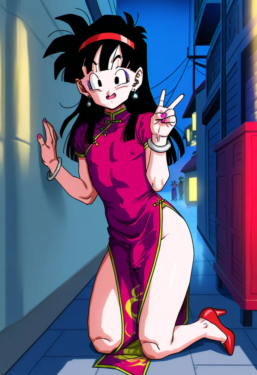 fountain_cheered up, score_9, score_8_above, score_7_above, cheered up screencap,
he saw, grand saiyaman, 1 girl, 1 boy, blush, smile, Pain, short hair, bob cut,  blue eyes, city, black fur, cityscape, white belt, red cape, spiky hair, ;\), teeth, night sky, clavicle, sweatdrop, sweat, tongue, Showing the ass, from behind, nude, tits, medium breasts, pubic hair, vagina bleeding, semen, Sex Vagina, suck, fat old man