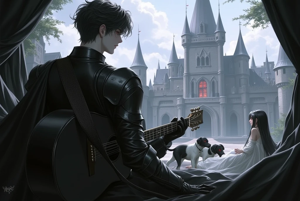 A man with black hair, a tight black leather suit. , kirito ,STAR , ,,realistically