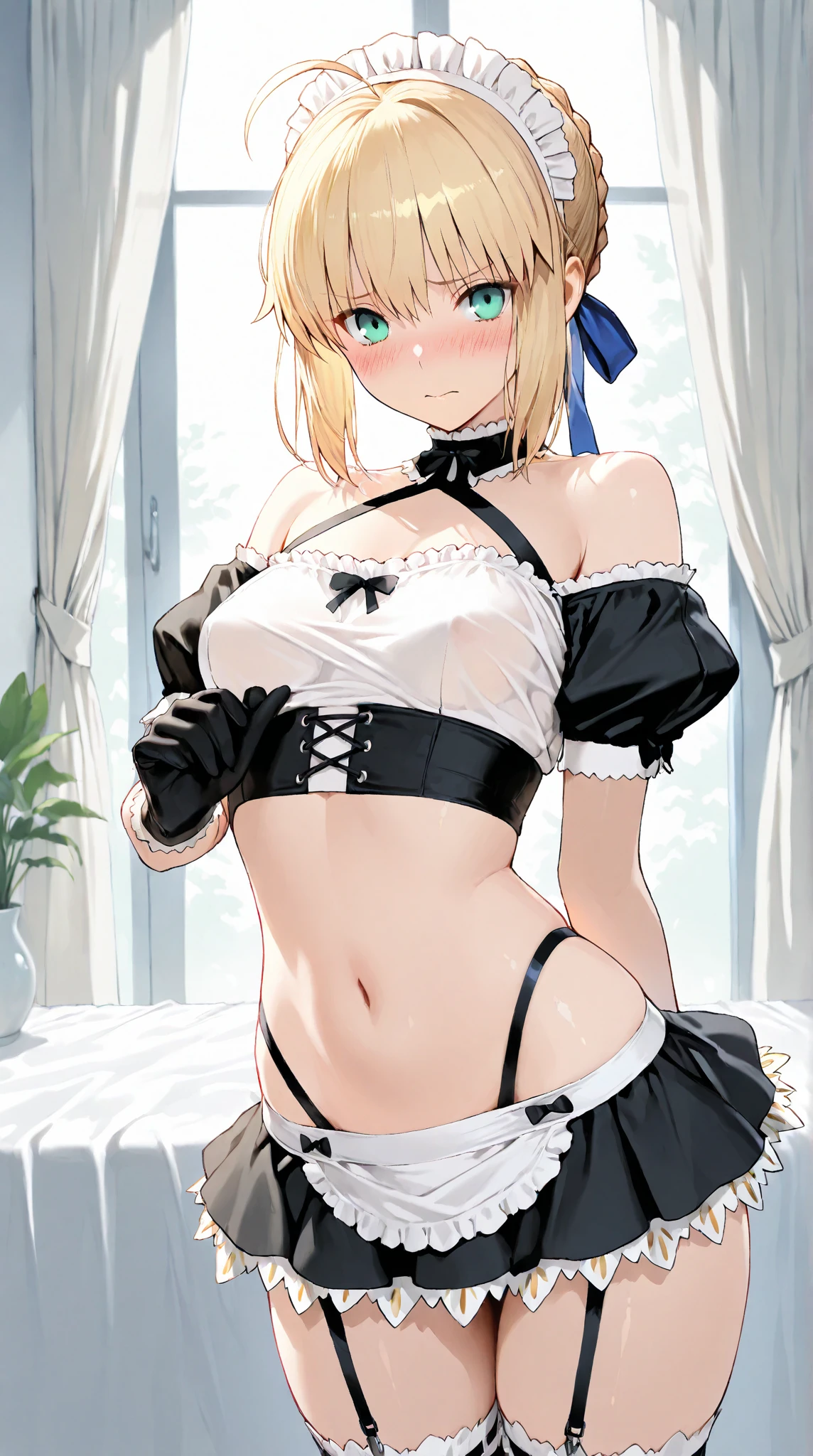 (masterpiece), woman,Frilled maid costume,Long skirt, Small breasts,Natural light, Realistic, Diffuse Light, skinny, vapor, (Please lift your skirt), (urination), With a smile.garter belt,Lace Stockings,Long nipples,Areola,See-through bra, Frill apron,Sword on waist