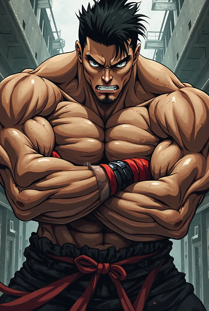 3D Photorealistic, Masterpiece realistic, best high quality, perfect details, RAW Photo, intricate details, nice lighting, 4K, detailed background, In the championship boxing match, muscular men fighting, intense and powerful fight, bodily fluid (bodily fluid:1.5), bloody body (bloody body:1.6), bruised body (bruised body:1.7), look at viewer (look at viewer:1.5), correct anatomy, correct full body anatomy, nice eye, damaged abs (damaged abs:1.6).