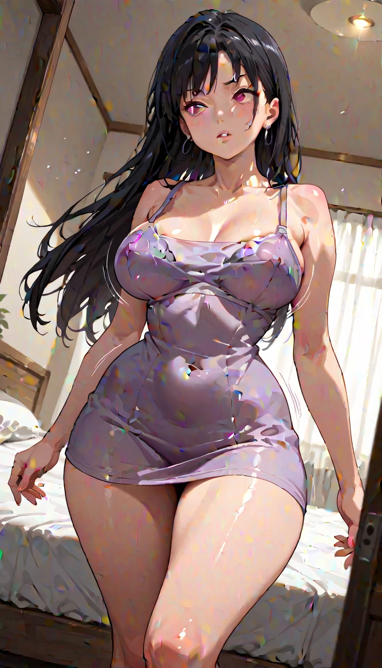 Amazing Chitanda, There is only one beautiful girl,Purple Eyes, Black Hair, Very red face,Very white skin,Glowing skin,Skin as delicate as porcelain,Naturally straight hair, Straight bangs,Extremely refined,Open lips,Long flowing hair,Beautiful Girl, Like a dream,Slim,Slim waist,Soft, (Sensual), (Kawaii), Dream quality,Beautiful big breasts,Areola,Completely naked,Wearing a transparent wedding dress,Deep V neckline,Loose neckline,Wide neckline,in the locker room,Bend down,Light transmission,no pants,pussy juice,Bare shoulders,Bare neck,Exposed collarbone,Exposing breasts,Exposing breasts侧面,Show your waist,Show your buttocks,Show your thighs,Exposing the groin,No pants,extremely shy,Ultra-high resolution, (masterpiece:1.2, best quality), (Delicate and beautiful eyes: 1.2), (Beautiful and delicate face)