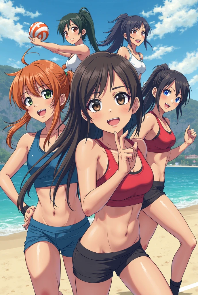 {{Teenage female, caucasian, hundreds of girls, many girls, group shot}}, looking at viewer, hazel eyes, extremely detailed, brown hair, blonde hair, red hair, black hair, pink bikinis, pool, matching bikinis, happy, best quality, high quality, extremely detailed anime screencap