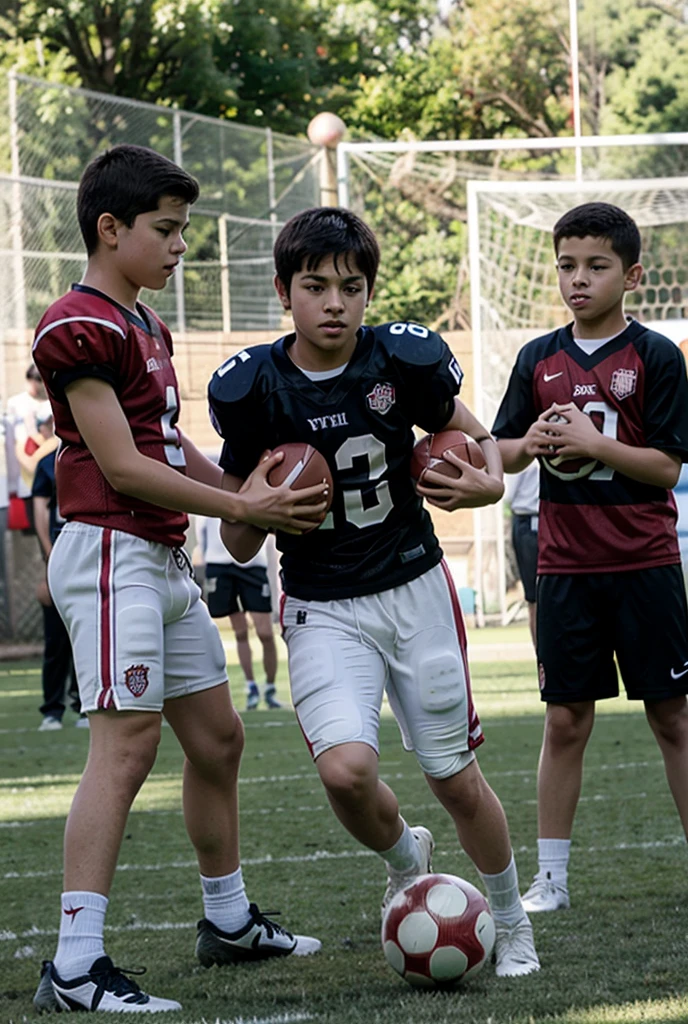 Tow boys playing football