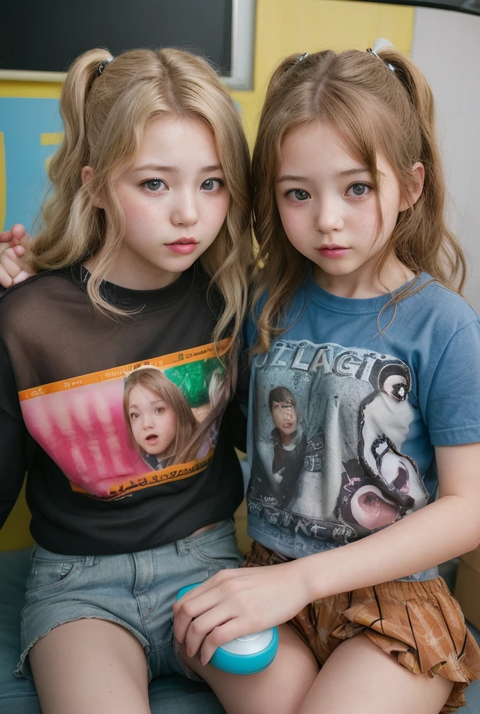 White and Bright Red, (Masterpiece 8K TopQuality:1.2) (ProfessionalPhoto:1.37) ExtremelyDetailed ((((KAWAII girl Printed on a T-shirt:1.4))) BREAK (((NOGIZAKA FaceVariations))), Extremely Detailed very KAWAII FaceVariations, Childish CaptivatingGaze Stunning ParfectEyes ElaboratePupils with (SparklingHighlights:1.28), DoubleEyelids with (Detailed Voluminous LongEyelashes:0.88), Small GlossyRedLips with BeautifulDetails, CoquettishTongue, PUNIPUNI RosyCheeks, Radiant PearlSkin with Transparency, Glowing DowneyHair . { (Dynamic Joyful expressions LifeLike Rendering:1.4) | (:d) }, (large eyes:-1) . 