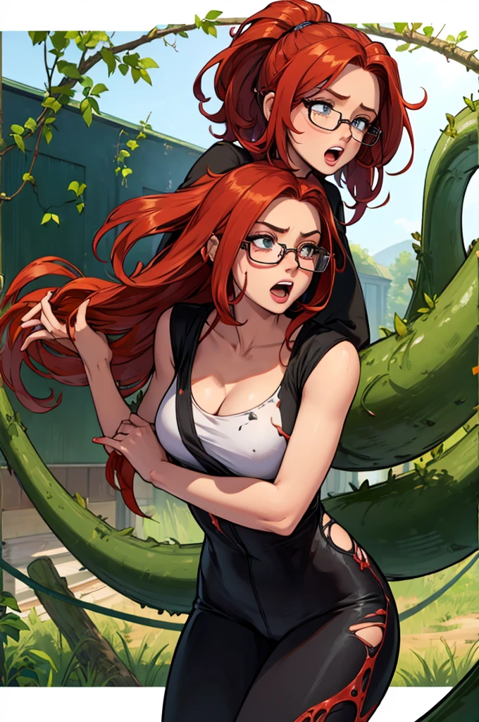 Cthulhy appears as an extremely voluptuous woman in her middle years with red hair and glasses with blue eyes. Her bottom half is that of a red squid with eight limbs in constant use. She is seen dressed in a formal white blouse and tight dark pencil skirt that her tentacles emerge from
