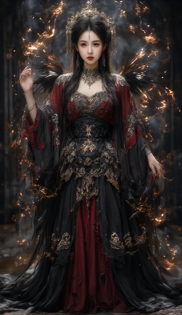 (best quality,highres:1.2),ultra-detailed,realistic,portrait,high fantasy,sexy busty Malaysian woman(age 40),jewel inlaid hijab, jewel encrusted translucent lingerie,tames a devil by casting a very flashy spell,arcane chamber,well-lit room,vibrant colors,exquisite details,seductively poses,confident expression,mesmerizing eyes,long wavy hair,fine jewelry,ornate tattoos,chiseled features,soft skin,golden light,elaborate spell casting,richly decorated surroundings,enchanted atmosphere,mythical creatures in the background,elaborate tapestries,handsome yet sinister devil,subdued black and red color scheme,gentle candlelight,Northern European architecture,ethereal shimmer,curved horns,dark wings,burnished scales,dangerous yet alluring presence