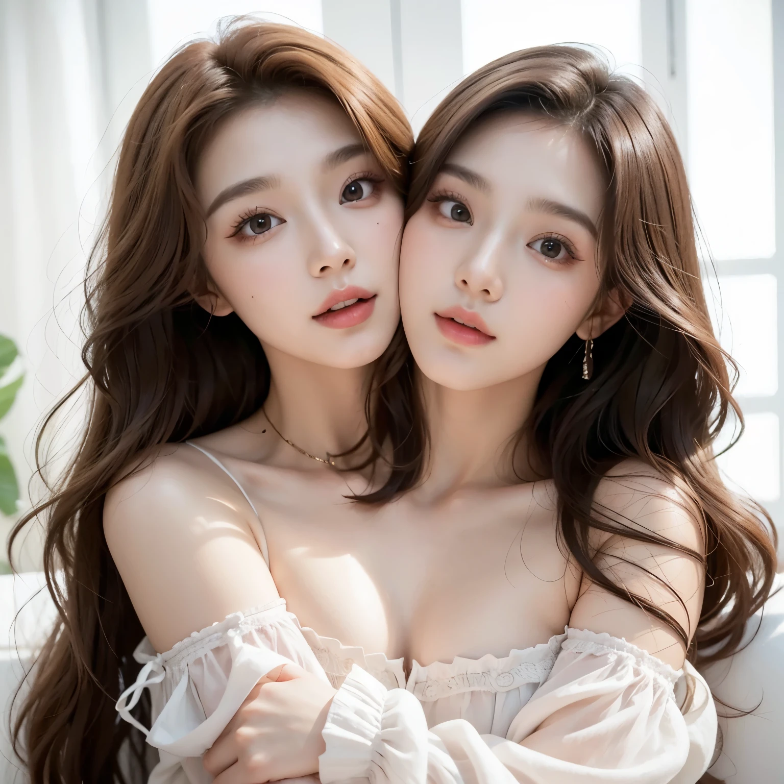 (masterpiece, best quality), perfect anatomy, perfect hands, two school girls are deeply in love with each other,
