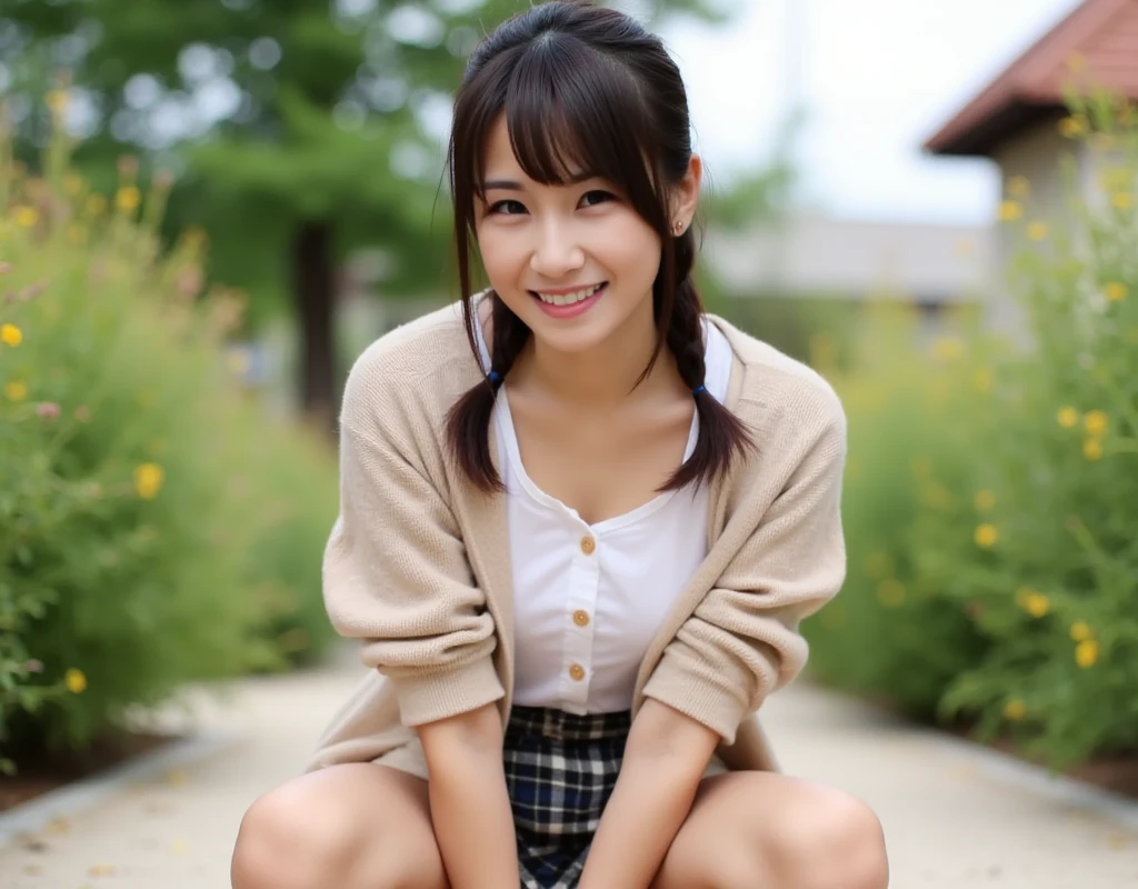 laughter、I can see white panties、Side waves with a short cut、