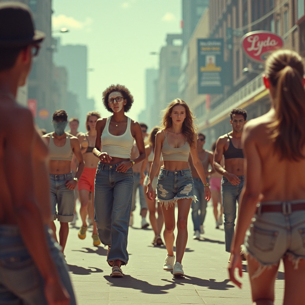 Some 7 male are standing on a road, it is a road and a female is going from there, there is a hospital behind and the girl is wearing short clothes and Some men are harassing the girl and making fun of her.