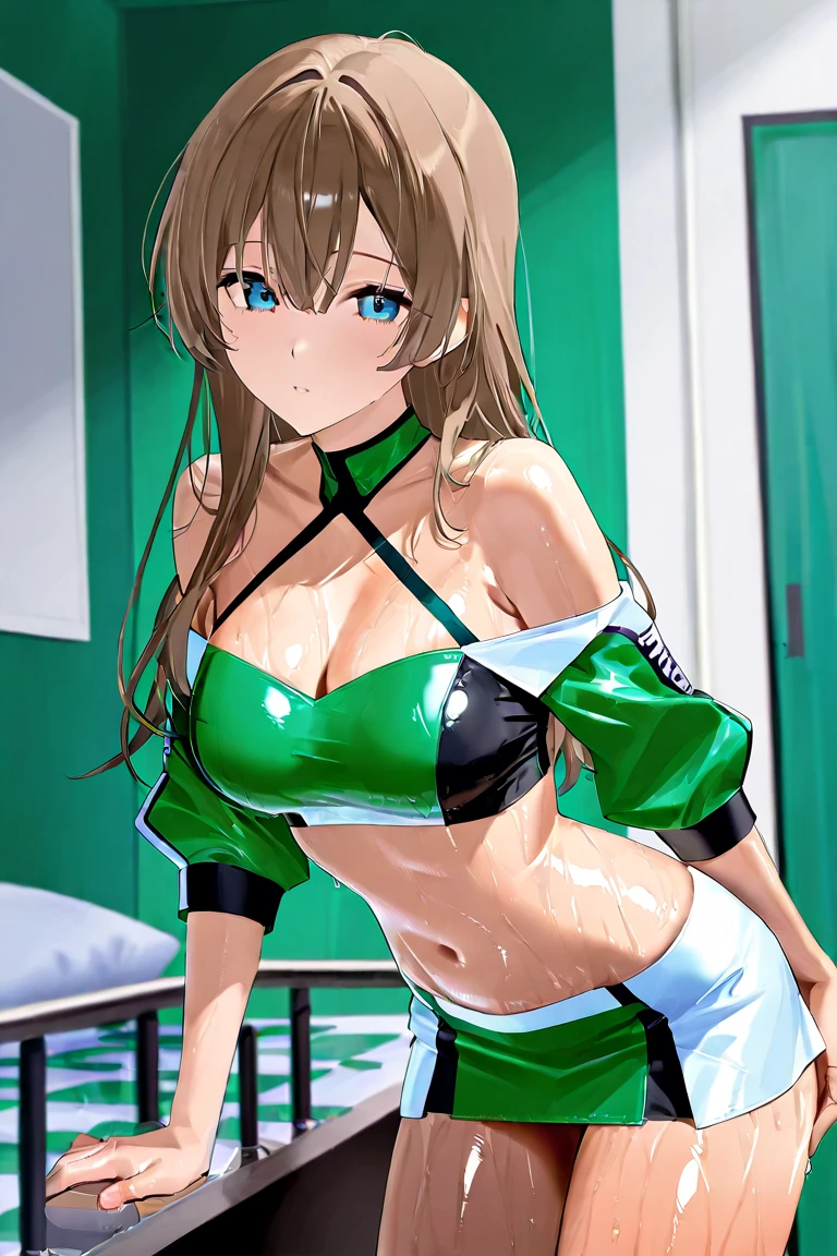 Persona 5 Art Style wlop, Persona 5 Art Style, Persona 5 Style, Kasumi Yoshizawa, Girl in Swimsuit, Full Length Image, High Image Quality, Ponytail, Small Breasts, Bangs, Smooth Thighs, Patsun, Top Quality, Ultra High Definition, Fine Eyes, Slender Legs, Fine Beautiful Eyes, 8K, White Bikini, Huge Ass