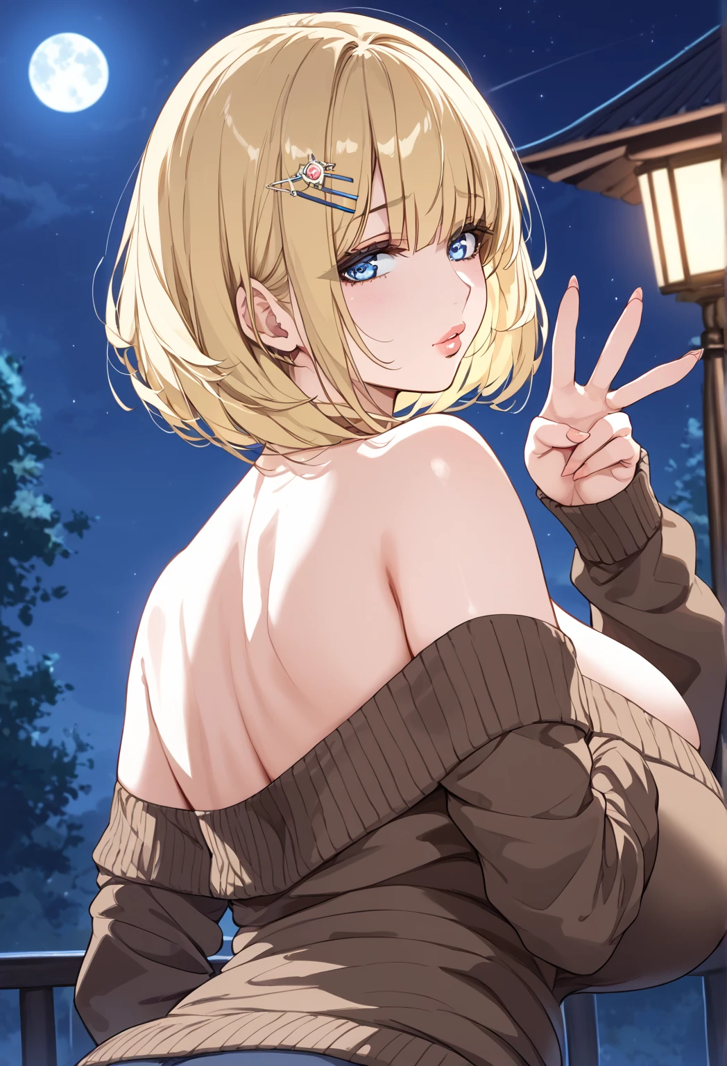 16k quality, ultra realistic intricate details, top quality, best quality, masterpiece, beautiful, detailed appearance, cute face, 1girl, adult, human girl, flawless pale skin, blonde hair, short hair, blue eyes, thick eyebrows, full glossy lips, moles, heavy blushing, snub nose, tomboy, emo, intelligent, rich, expressive, calm smile, tall, muscular, curvy, small chest, bomber jacket, kimono, upper body, front view, city