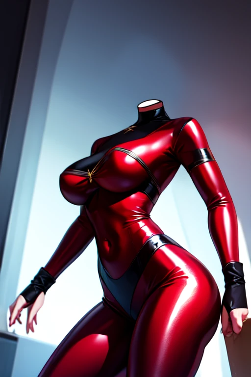 sideangle ultra-realistic textures, (((attractive top model bride girl)), 31 years old, beautiful canadian physical and facial features, sensual hourglass body with medium firm bust, cute face, female tech warrior with a nanotechnologic full latex neon red suit with neon light citcuits, american shot, (((((thighlighting her sensual and toned firm thighs))))) Cyberpumk hero style
