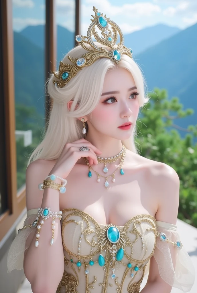 Super detailed,Realistic,goddess,Beautiful details in the eyes,Beautiful lip detail,flowing golden hair,Sparkling Decoration,Mysterious Aura,Otherworldly beauty,Graceful posture,Sacred Light,A powerful presence,Surroundings of Paradise,Bright colors,Fairytale atmosphere,Shining Sparkle,Calm expression,Transcendent Energy,Supreme Being,Mythical figures,Queen of Heaven,Strengthen your spirit,God Unleashed,壮大なgoddess,The Sacred Feminine,Unparalleled elegance, A commanding presence,Captivating Gaze,Magical atmosphere,Peaceful tranquility,Awe-inspiring brilliance,God&#39;s Grace,Majestic Power,Eternal Silence,Magical Charms,天のgoddess,Captivating beauty,Sublime perfection,Dreamy atmosphere,Captivating beauty,Heavenly Divinity