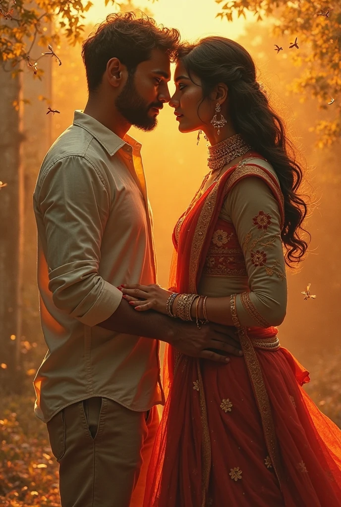 A hot Hindu many girls kiss with Muslim boy
