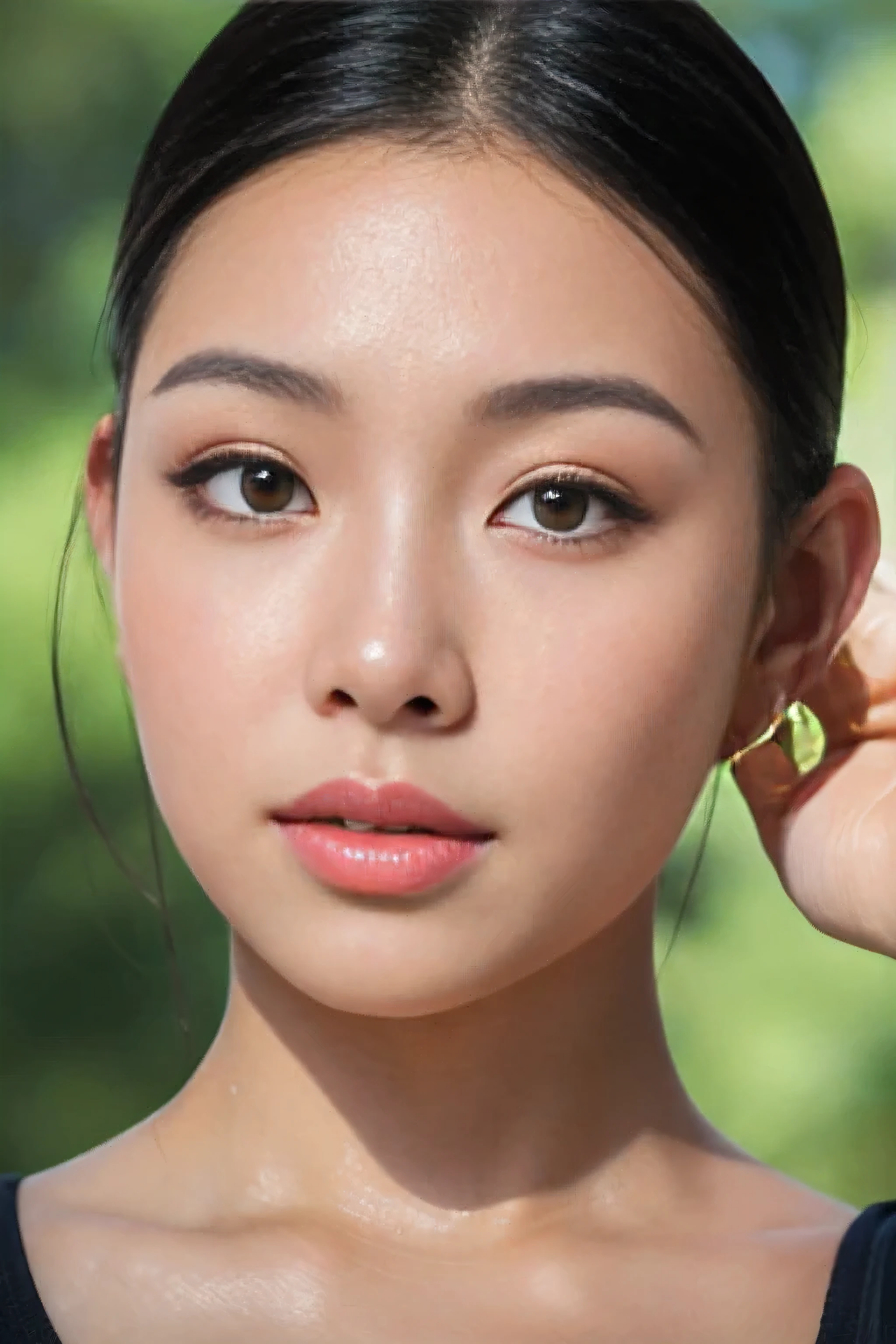 room(Best Quality,8K,Raw photo,ultra-Realistic, ultra-High resolution:1.2),(erotic curvy thai wife), (natural makeup look),(green eyes),oily skin,look horny,,(emphasize cute face),((embarrassed erotically)),(((be shy erotically))),upper body, face close-up,short hair,sexy grinning, face looks straight into camera, (portrait)