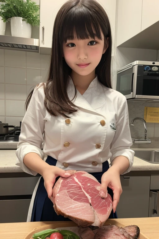 (((shot from above))),Cowboy shot, white skin, (masterpiece: 1.4), (best quality: 1.4), beautiful girl, ((nipples: 1.1)), cute smile: 1.2, teeth, ((big breasts)), ((model body) ) ), Japanese, 20 years old, cute face, (sad face: 1.2), ((bondage costume)), bondage, harness, O-ring, line of sight, short hair, barbecue, grilled meat on a griddle, ((full body) Wet water, wet hair)), (((a lot of grilled meat around the woman)))), (((lying on the iron plate, on her back))), (whole body: 1.6),,(((Exposed breasts))) ,(((Nipples exposed))),Both hands are not visible、Very large breasts、