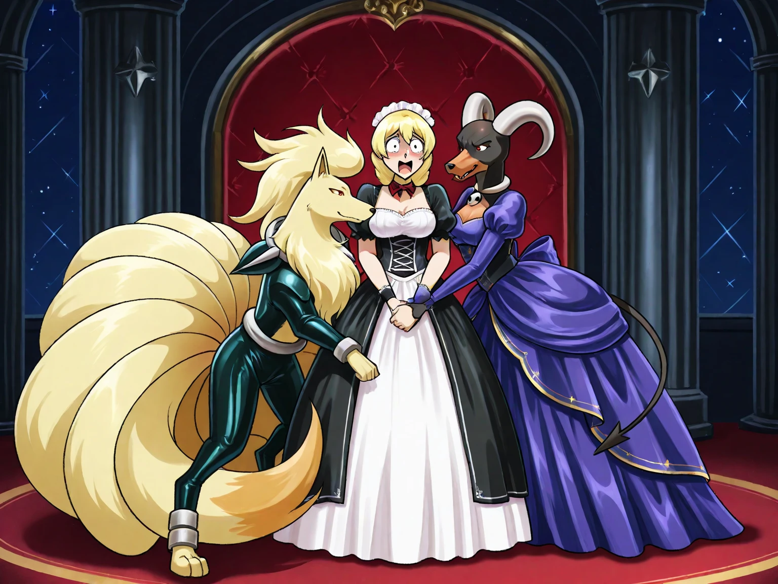 Alicorn princess , white mane, ,black fur color long flowing mane pink eyes anthro huge breasts
Special forces riot shield ,swat team,
