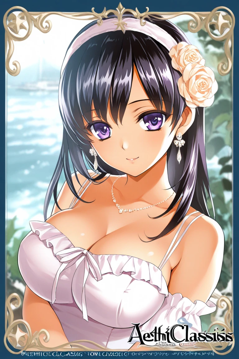 (WALLPAPER, masterpiece, 1k, anime style:1.9, laying on flower bed, navel, dirty armpits, contrast lighting, (detailed beach background, (lean forward), big breasts, big boobs, open mouth, high color saturation, bold lines, bold drawing lines, (strong arms, flat belly, groin), detailed bold arm lines), (strong arms, thick arms, detailed shoulders), strong light on body, plain, bare body, (large breasts, perky boobs), minimum clothing, taking off shirt, bare shoulders, off-shoulders, bare chest, (very tight pure white tiny bikini, wedding veil, white flower wedding tiara, long white gloves, white leg flower band, gold necklace), no shirt, showing off), hinata\(boruto\), mature female, sunbathing, milf, (curvy:0.8), solo, (short hair, hime cut), (dark blue hair color:1.1), white, flat belly, perfect eyes, white sciera, white eyes, anime eyes, smoky eyeliner, eyeshadow, perfect face, shy, sharp focus, professional artwork, intricate details, colorful, vibrant colors, vivid colors, digital blending, ultra detailed body, ultra detail hair, ultra detail face, trending on pixiv, kind smile, shy, very hot colors, sunny day, outdoor,