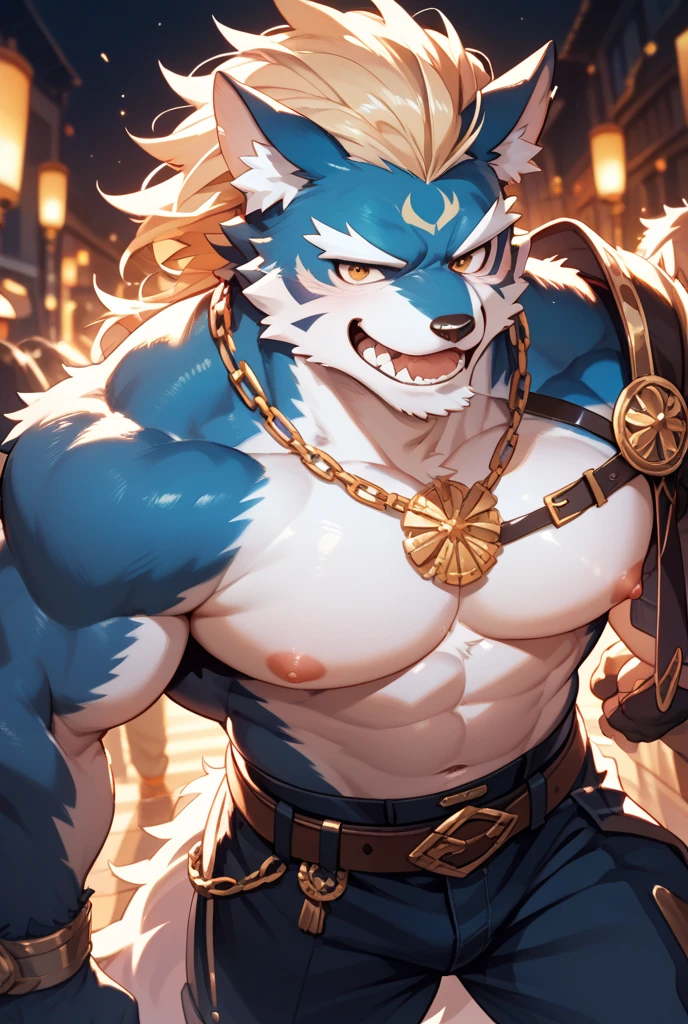 ((RAW image quality:1.4)), beautiful feces, bright pictures, sunlight, 8k, RAW image quality, masterpiece, highest quality, (1 male), Black Fox Mask:1.2, A man wearing a fox mask on his face:1.5, 35 year old male, blonde long hair, bodybuilder:1.4, wet skin, There is a large tatu in the upper body:1.3, alone, wizard'hat of, naked black pants:1.4, dark tanned skin:1.4, muscular body:1.4, 6 pack, ((small boomerang pants)), Detailed undercover investigation, beautiful blue eyes, oily skin, (sweaty skin), high quality water, super settings, sexy model posing, ((Squat legs open position)), pubic hair on the lower abdomen, ((angle from below)), 8mm fisheye lens, Detailed CG image quality, The background is a stormy sea, Severe lightning strike,
