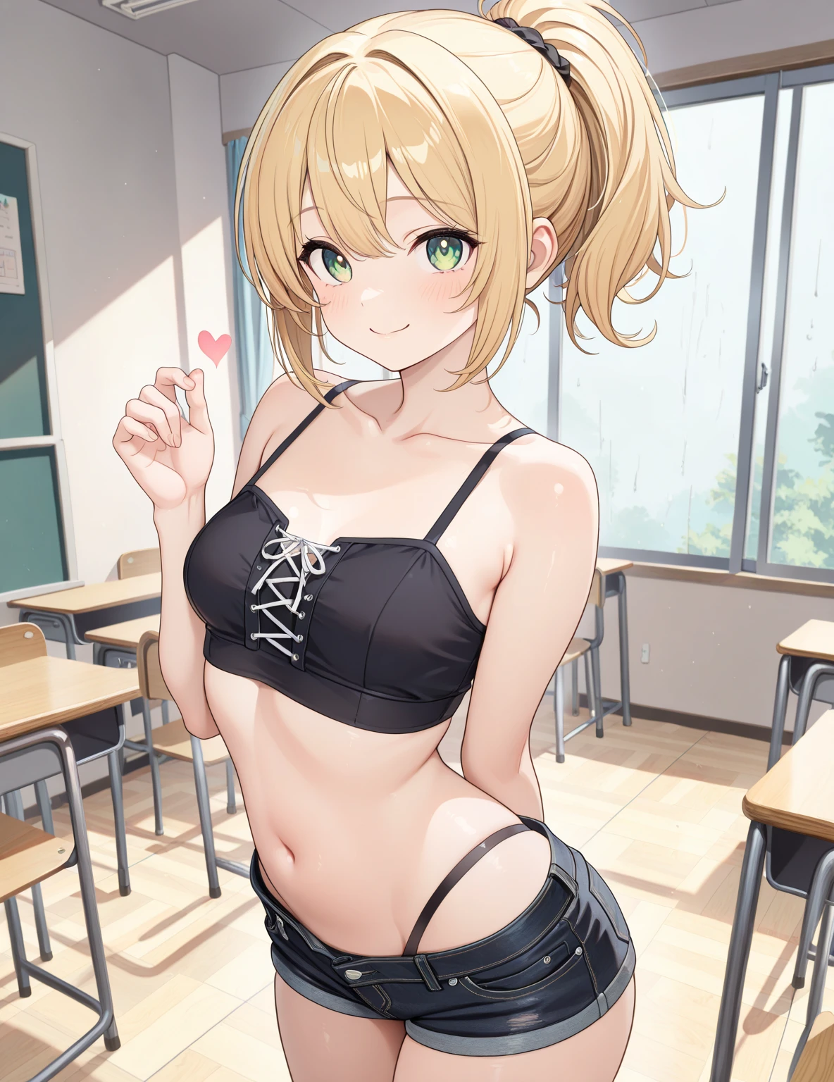 score_9, score_8_up, source_anime, highly detailed, femboy, otoko no ko, BREAK,gaspervladi, gasper vladi, short hair, blonde hair, (red eyes:1.3), pointy ears, BREAK bikini,blush,sitting on chair,sitting in classroom,thigh highs,bulge BREAK looking at viewer, (cowboy shot:1.5), BREAK (masterpiece:1.2), best quality, high resolution, unity 8k wallpaper, (illustration:0.8), (beautiful detailed eyes:1.6), extremely detailed face, perfect lighting, extremely detailed CG, (perfect hands, perfect anatomy),bulge,flat chest,bra,medium hair,black bikini,black thighhighs