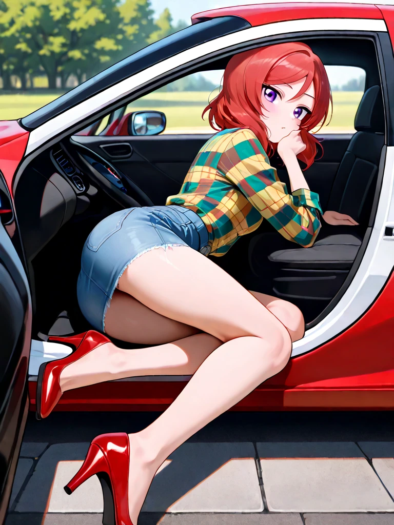 (nsfw:1.5),(Giant :1.2)、barefoot、mini city、standing and stepping on a small car