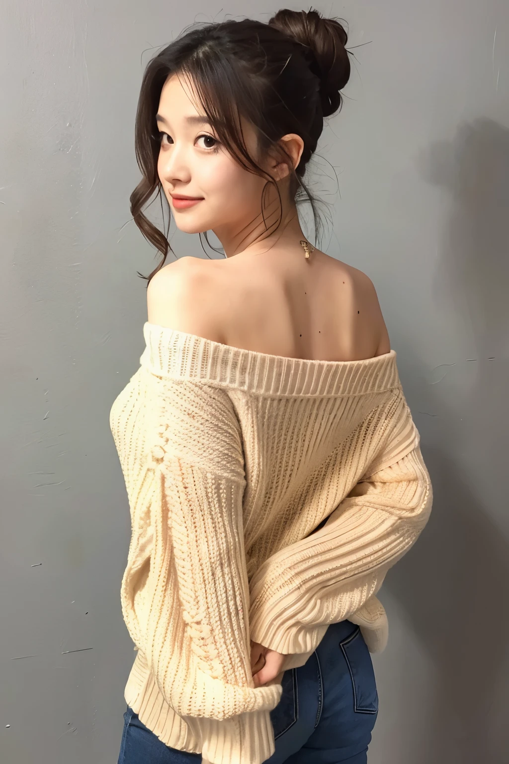 ((Best Quality)), ((Masterpiece)), (detailed), 1 girl, off shoulder sweater, 